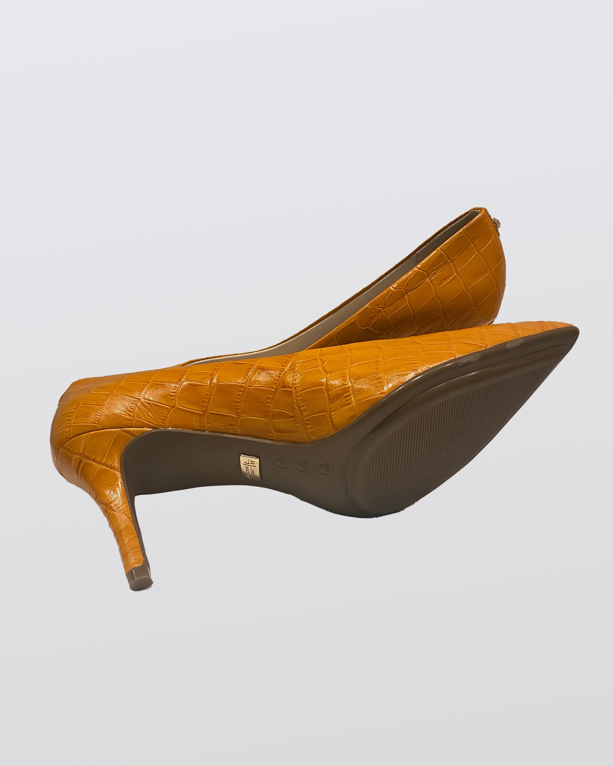 Honey Tan Croc Embossed Leather Pump