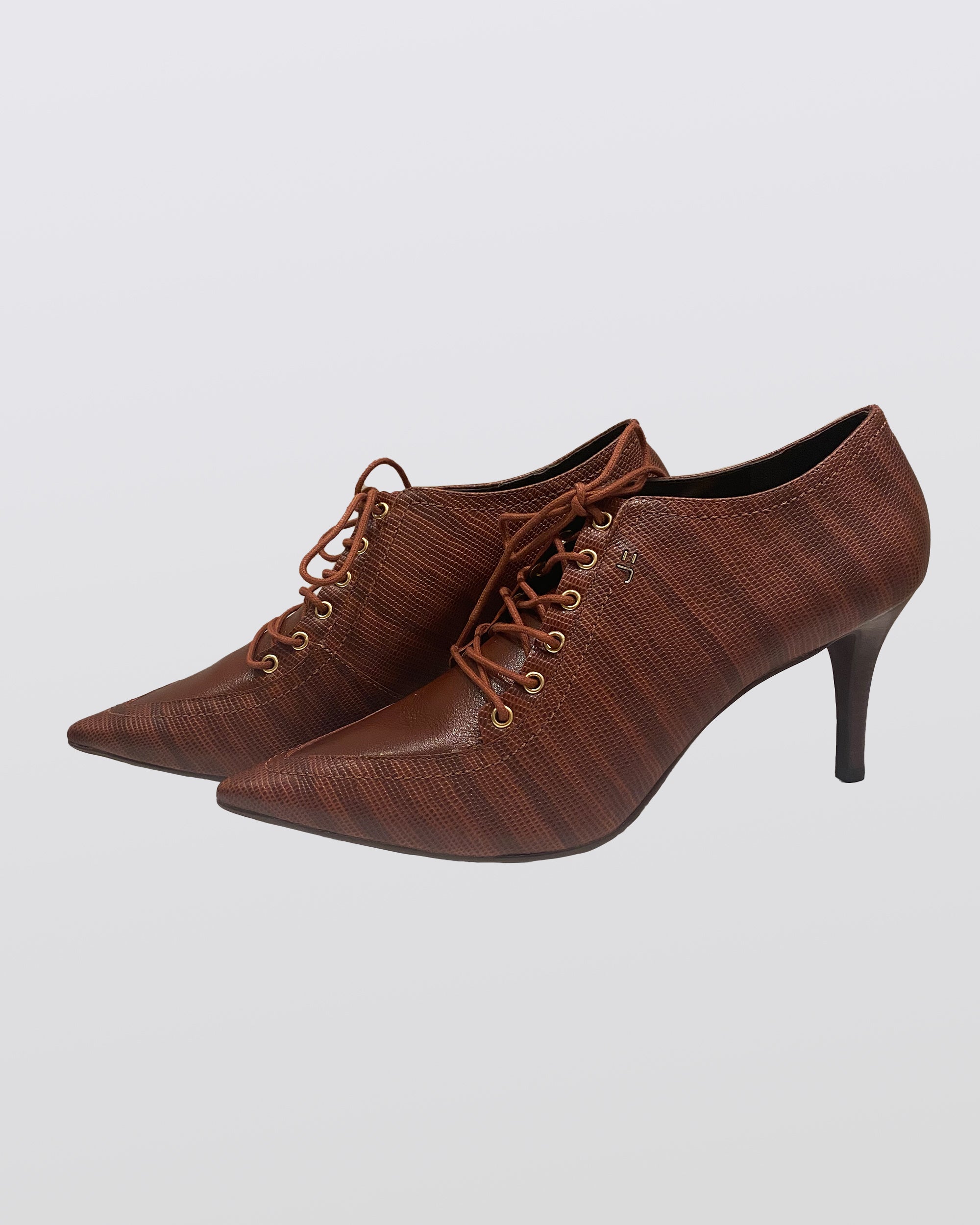 Brown Striped Lace Up Bootie