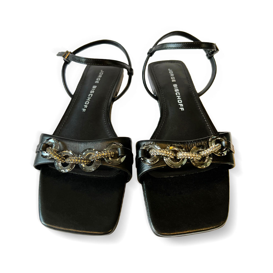 Black Flat with Chain Detail