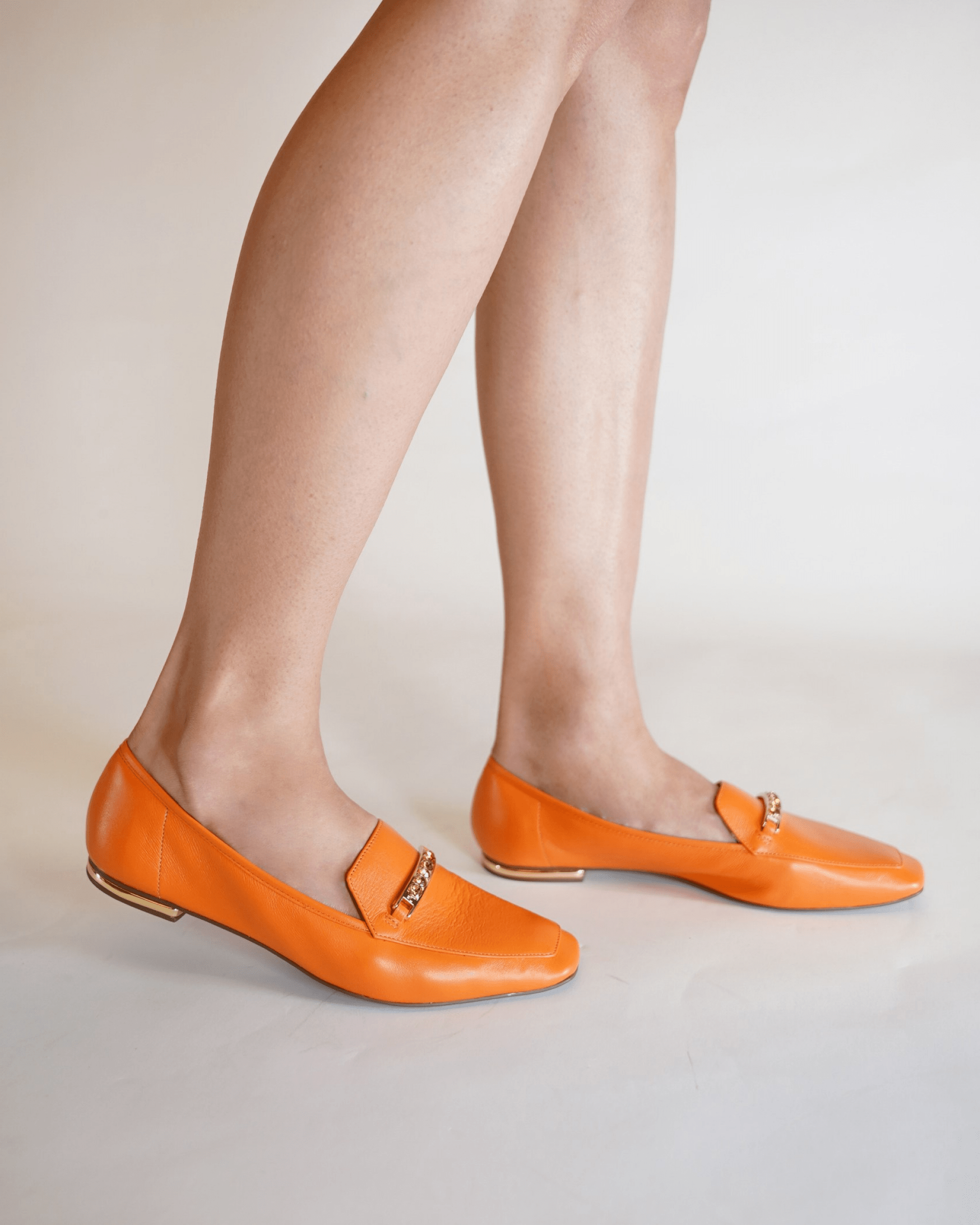 Classic Orange Loafer with Gold Accent