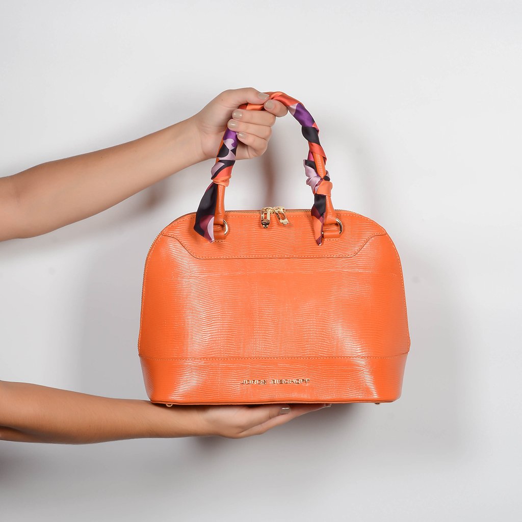 Orange Tote Bag with Scarf